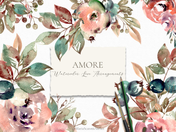 Amore Watercolor Floral Arrangements
