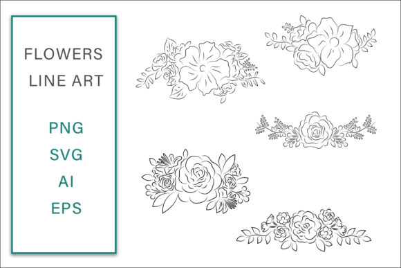 Flowers Lineart Clip Art