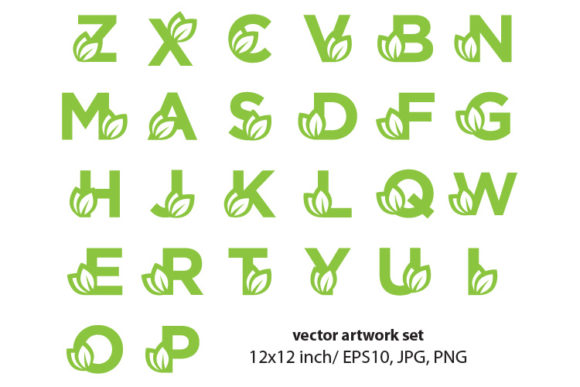 Green Leaves Monogram Set
