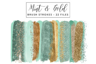 Mint Gold Brush Strokes for Creative Projects