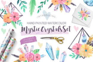 Watercolor Mystic Crystals Set: A Creative Treasure for Bohemian Designers